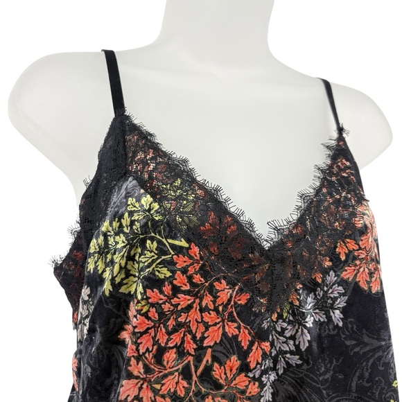 Molly Bracken Floral Lace Trim Cami Top Black Multicolor XS - Picture 3 of 9